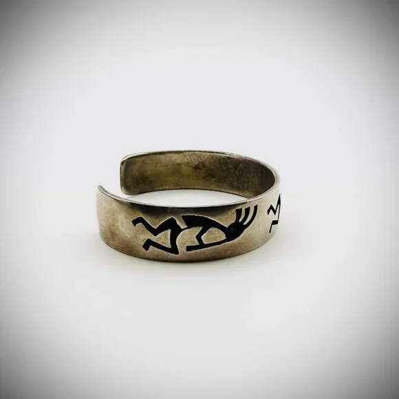 Nathan Fred Jr Kokopelli Hopi Sterling Cuff Bracelet - Picture 3 of 5